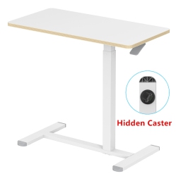 PRIMECABLES Adjustable Height Overbed Table, C Shape Mobile Standing Desk Bedside Sofa Side Table With Hidden Wheels