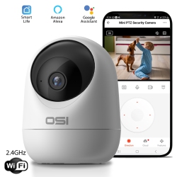 OSI GO DIRECT Osi Smart Indoor Wi-Fi Mini Ptz Security Camera - Auto Motion Tracking, Motion Detection, 2-Way Audio, Night Vision, Remote Access