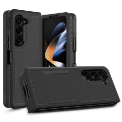 CSMART [Cs] Triple 3 Layers Shockproof Heavy Duty Defender Hard Case for Samsung Galaxy Z Fold 6 In Black