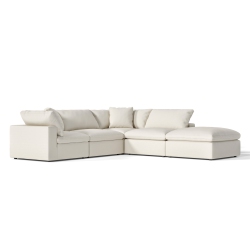 VALENCIA Ophelia Fabric Modular Sectional Sofa, 5 Seaters Right Sectional In Beige