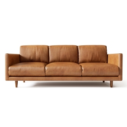 VALENCIA Toulon Leather Three Seats Sofa, Cognac