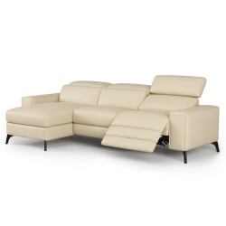 VALENCIA Esther Top Grain Leather Sofa, Three Seats With Left Chaise In Beige
