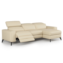 VALENCIA Esther Top Grain Leather Sofa, Three Seats With Right Chaise In Beige