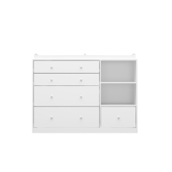 Famapy 5-Drawer Storage Chest with Open Shelves, Spacious Organizer for Bedroom or Nursery (47.2" W x 19.5" D x 36.1" H) White