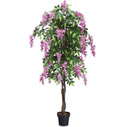 COSTWAY 6' Artificial Wistera Silk Tree Flower Indoor-Outdoor Home Decor In Pink