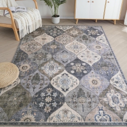 NIERBO Moroccan Area Rug, 4' X 6' Floral Printed Traditional Accent Antique Rug, Oriental Non-Slip Floor Indoor Vintage Carpets for Bedroom Living