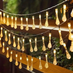 YOULIGHTS Solar Water Drop String Lights, 39.3Ft 100 Led Outdoor Waterproof Drop Lights for Garden, Patio, Yard, Holiday Decor- Auto On/off, Energy