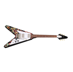 EPIPHONE Limited Edition Jimi Hendrix "love Drops" Flying V Electric Guitar With Hardshell Case - Ebony