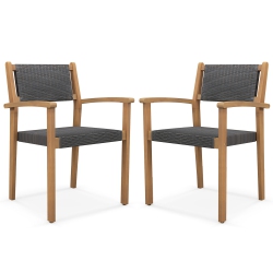 GYMAX Stackable Dining Chair Set Of 2 W/ Breathable Backrest Adjustable Foot Pads