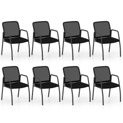GYMAX Meeting Room Chair Set Of 8 Waiting Room Chairs W/ Ergonomic Backrest & Armrests