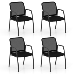 GYMAX Meeting Room Chair Set Of 4 Waiting Room Chairs W/ Ergonomic Backrest & Armrests
