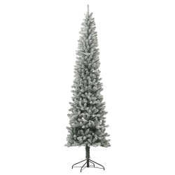 HOMCOM 9Ft Pre-Lit Pencil Christmas Tree \w Remote, Adjustable Brightness, Artificial Christmas Tree \w 310 Dual Colour Leds, 895 Tips, Metal Stand