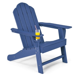 COSTWAY Patio Adirondack Chair Weather Resistant Garden Deck W/cup Holder