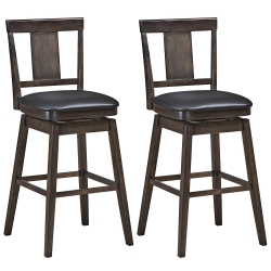 COSTWAY Set Of 2 Swivel Bar Stool 29 Inch Upholstered Seat Bar Chair Counter Kitchen Pub