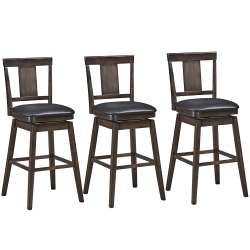 COSTWAY Set Of 3 Swivel Bar Stool 29 Inch Upholstered Seat Bar Chair Counter Kitchen Pub