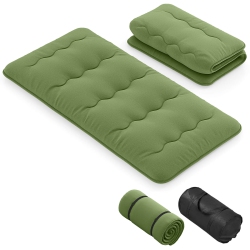 COSTWAY Twin Futon Mattress Japanese Floor Sleeping Pad Washable Cover Carry Bag In Green