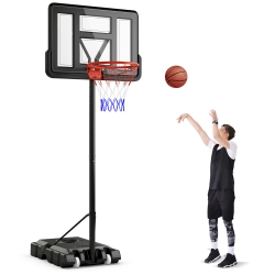 GYMAX 4.4-10 Ft Portable Basketball Hoop W/ 44" Shatterproof Backboard Fillable Base