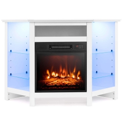COSTWAY Fireplace Tv Stand With Led Lights & 18" Electric Fireplace for Tvs Up to 50