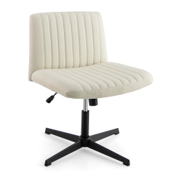 COSTWAY Criss Cross Legged Office Chair Ergonomic Mid Back Computer Desk Chair Beige/gray/pink