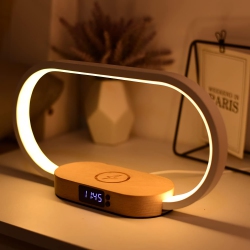 PRISMI Multifunction Wireless Charging Hub: Fast-Charging Led Desk Lamp, Night Light And Clock With USB Port