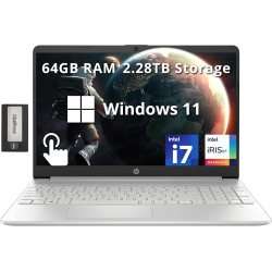 HP 15.6" Full HD Touchscreen Laptop, Intel I7-1255U Processor, 2.28 Storage(2Tb PCie SSD +288GB Docking Station Set), 64GB Ram, Windows 11 Home