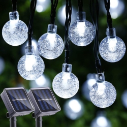 YOULIGHTS Solar Outdoor String Lights, 2 Pack Total 40Ft 60 Led Crystal Ball Waterproof, for Garden Patio Bistro Cafe Gazebo Holiday Party Outdoor