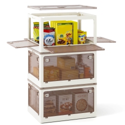 COSTWAY 3 Pack Stackable Storage Bins With Lids 54 Gallon Collapsible Plastic Container Box