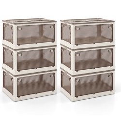 COSTWAY 6 Pack Stackable Storage Bins With Lids 54 Gallon Collapsible Plastic Container Box