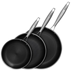 The Rock Clad 3-Piece Stainless Steel Fry Pan Set - Black/Silver