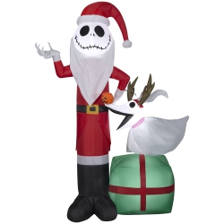 GEMMY Industries Airblown® Inflatable Christmas-Jack Skellington And Zero W/antlers-©Disney 60
