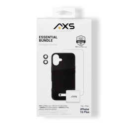 AXS BY AXESSORIZE Axs Essential Bundle | Protech Plus Case, Screen Protectors And 30W Charger for Apple Iphone 16 Plus | In Black