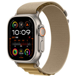 Apple Watch Ultra 2 (GPS + Cellular) 49mm Natural Titanium Case with Tan Alpine Loop - Large