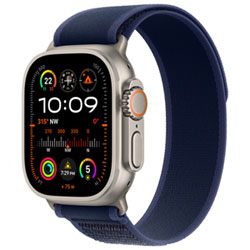 Apple Watch Ultra 2 (GPS + Cellular) 49mm Natural Titanium Case with Blue Trail Loop - Small/Medium