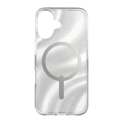 ZAGG Milan Snap Iphone 16 Fitted Hard Shell Case - Translucent/silver (Swirl Glitter)