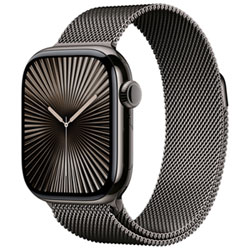 Apple Watch Series 10 (GPS + Cellular) 42mm Gold Titanium Case with Starlight Sport Band - Medium/Large