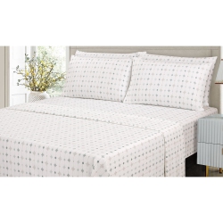 COTTON HOUSE - Flannel Sheet Set, 100% Cotton, Twin Size, Festive Snowflakes Design