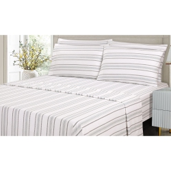 COTTON HOUSE - Flannel Sheet Set, 100% Cotton, King Size, Stripes Design