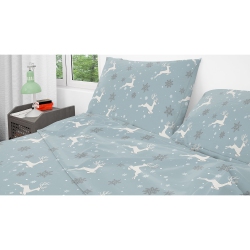 COTTON HOUSE - Flannel Sheet Set, 100% Cotton, Twin Size, Deer And Snowflake Design