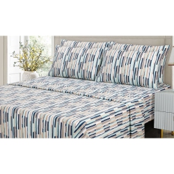 COTTON HOUSE - Flannel Sheet Set, 100% Cotton, Twin Size, Rain Design