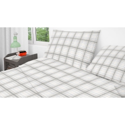 COTTON HOUSE - Flannel Sheet Set, 100% Cotton, Queen Size, Striped Plaid Design