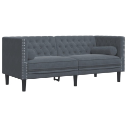 VIDAXL Chesterfield Sofa With Bolsters 2-Seater Dark Velvet In Grey
