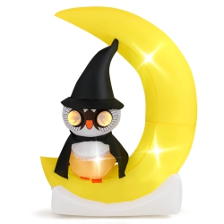 COSTWAY 5.1 Ft Halloween Inflatables Blow Up Cute Halloween Decoration With Witch Hat