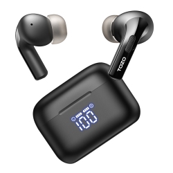 TOZO T20 Wireless Earbuds Bluetooth Headphones With Led Digital Display Built-In Mics Call Noise Cancelling -Black