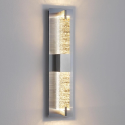 STRAK Led Wall Sconce Light: 19 Inch Nickel Modern Sconces Wall Lighting 3000K Dimmable Crystal Wall Lamps Indoor Bathroom Sconce Wall Mount Light