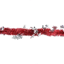 NORTHLIGHT Tinsel With Snowflakes Artificial Christmas Garland - 12' X 3" - And Silver - Unlit In Red
