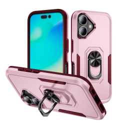 CSMART [Cs] Dual Layers Heavy Duty Magnetic Hard Kickstand Case With Ring Holder for Iphone 16 Plus, Light In Pink