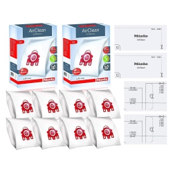 MIELE Fjm Airclean 3D Efficiency Vacuum Cleaner Bags - 2 Boxes - Includes 8 Genuine Airclean Gn Bags + 2 Genuine Super Air Clean Filter + 2 Genuine