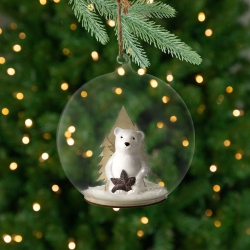 NORTHLIGHT Polar Bear In Snow Glass Globe Christmas Ornament - 4.75