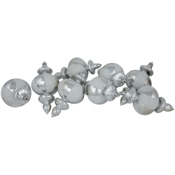 NORTHLIGHT 8-Count Silver And Shatterproof Finial Christmas Ornaments, 6" In White