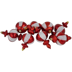 NORTHLIGHT 8-Count And White Shatterproof Finial Christmas Ornaments, 6" In Red